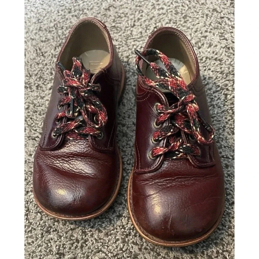 Vintage Peterman Shoes Burgundy Leather Toddler Oxford 6.5T Lace Up